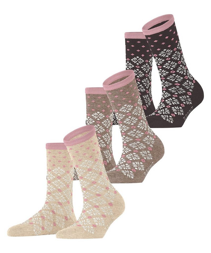 Esprit Socken Norwegian 3-Pack (3-Paar) mit modischem Norwegermuster von Esprit