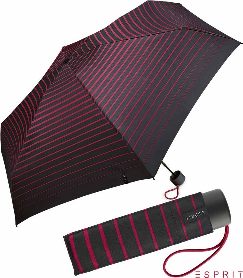 Esprit Taschenregenschirm Damen Super Mini Petito - Degradee Stripe - vivacious pink, winzig klein, in moderner Streifen-Optik von Esprit