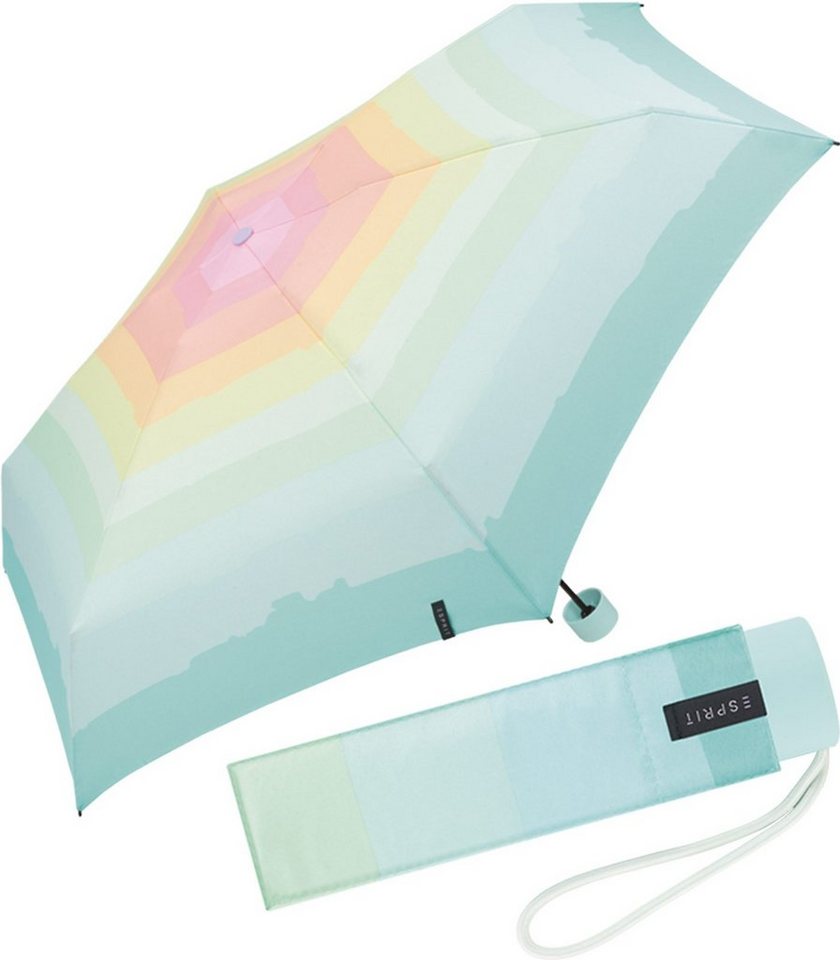 Esprit Taschenregenschirm Damen Super Mini Regenschirm Petito Rainbow Dawn, winzig von Esprit