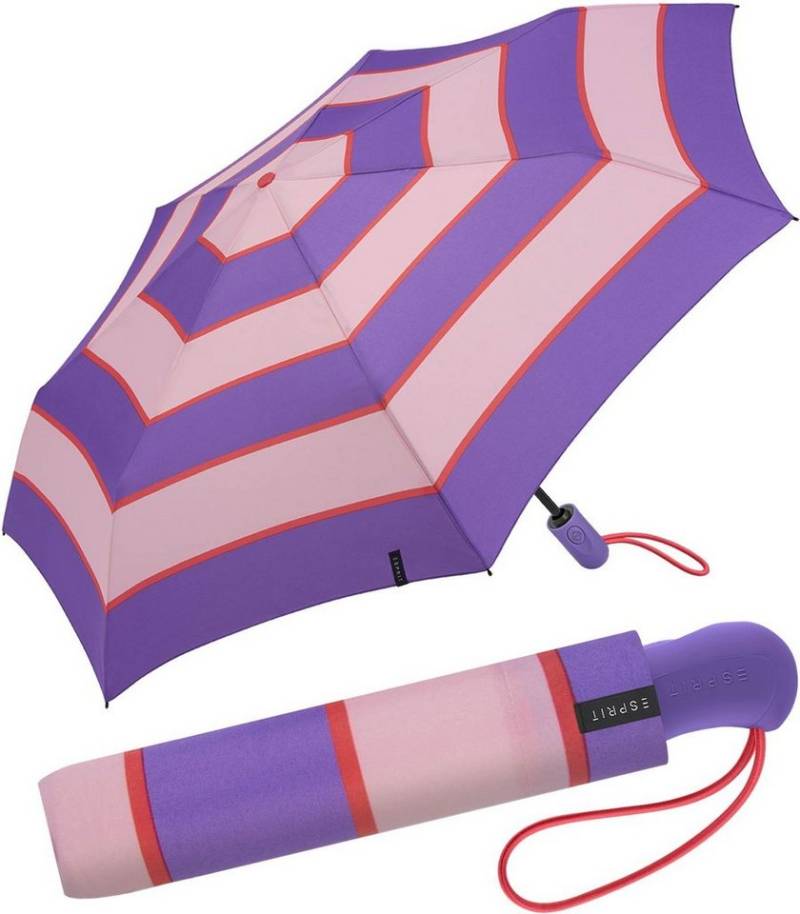 Esprit Taschenregenschirm Easymatic Light Auf-Zu Automatik Collegiate Stripe, mit Streifen-Muster - deep lavender von Esprit