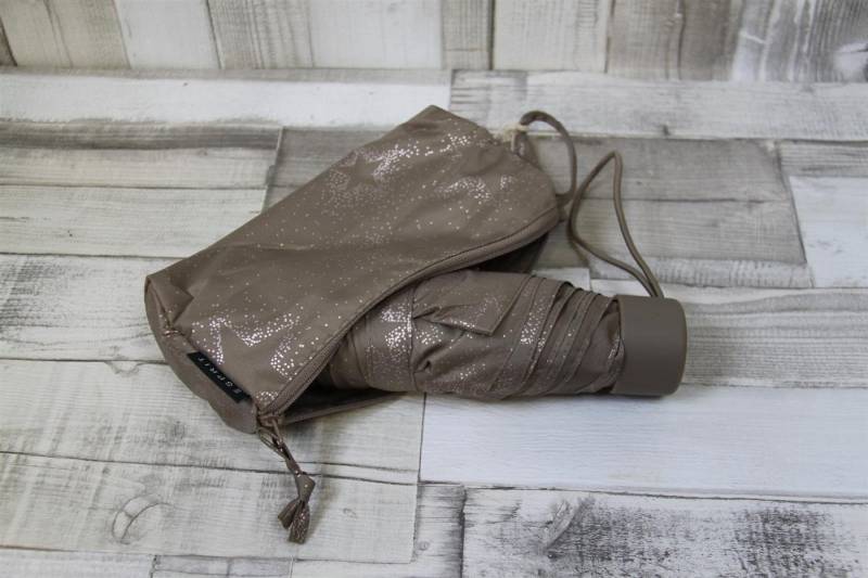 Esprit Taschenregenschirm Taschenschirm beige Glitzersternchen von Esprit