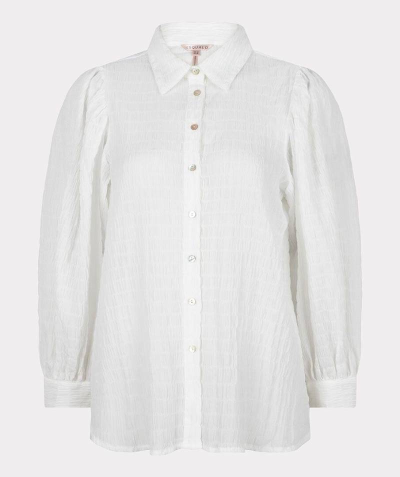 Esqualo - Bluse Basic aus Seersucker weiß - Gr. - 38 von Esqualo