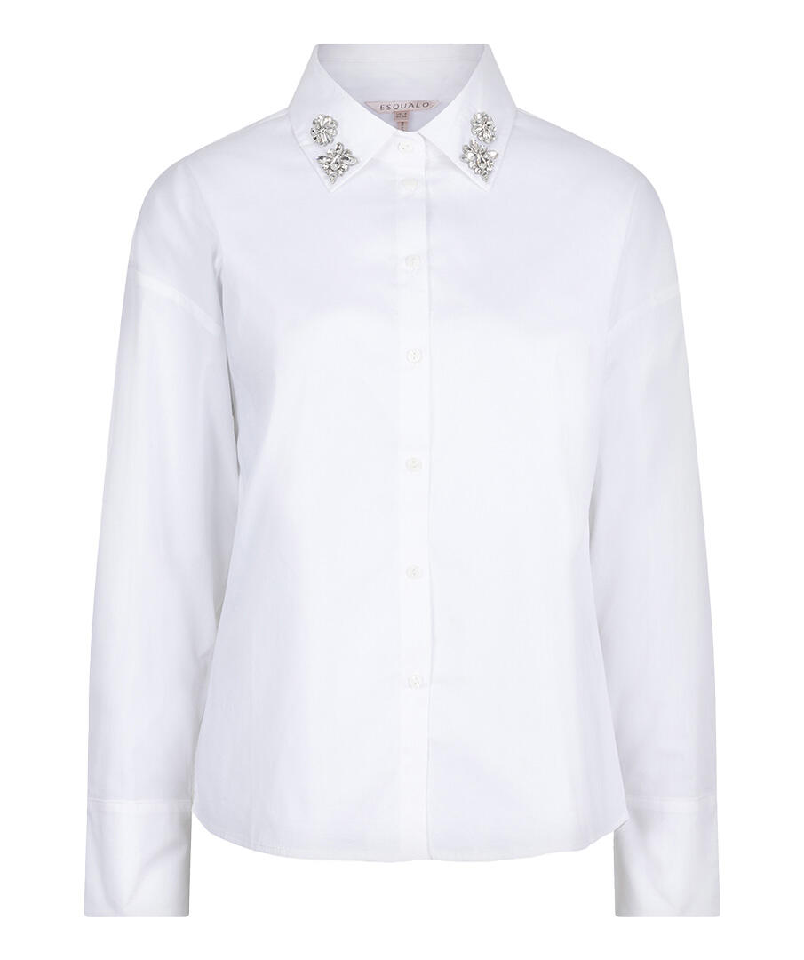 Esqualo - Bluse aus Popeline mit Brosche weiß - Gr. - 40 von Esqualo