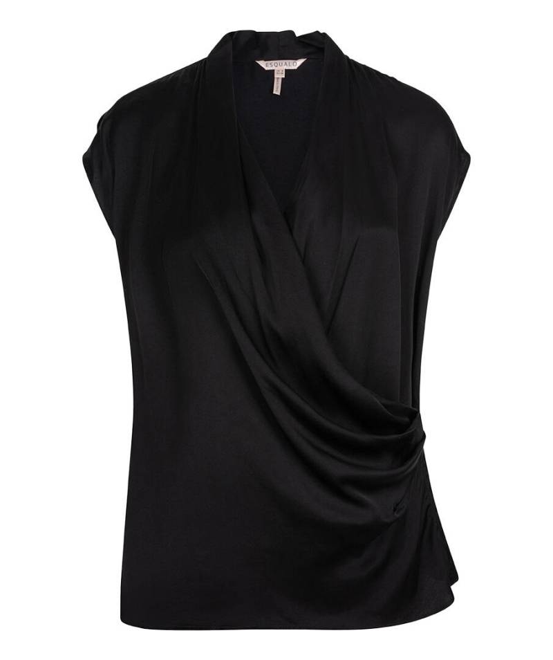 Esqualo - Bluse aus Satin mit überlappender Raffung schwarz - Gr. - 36 von Esqualo