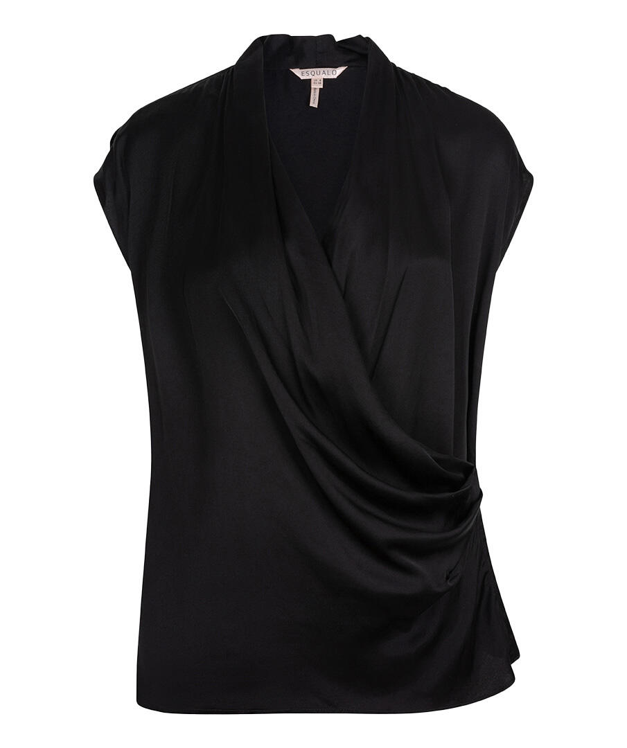 Esqualo - Bluse aus Satin mit überlappender Raffung schwarz - Gr. - 38 von Esqualo