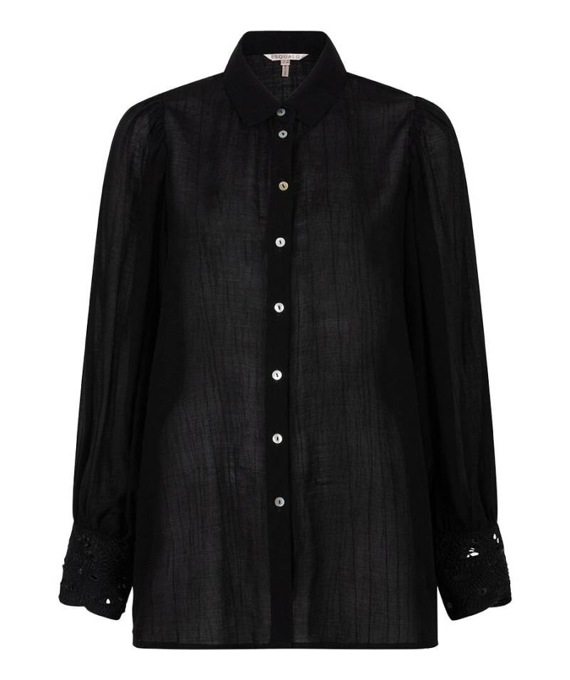 Esqualo - Bluse mit Spitzenmanschette schwarz - Gr. - 36 von Esqualo