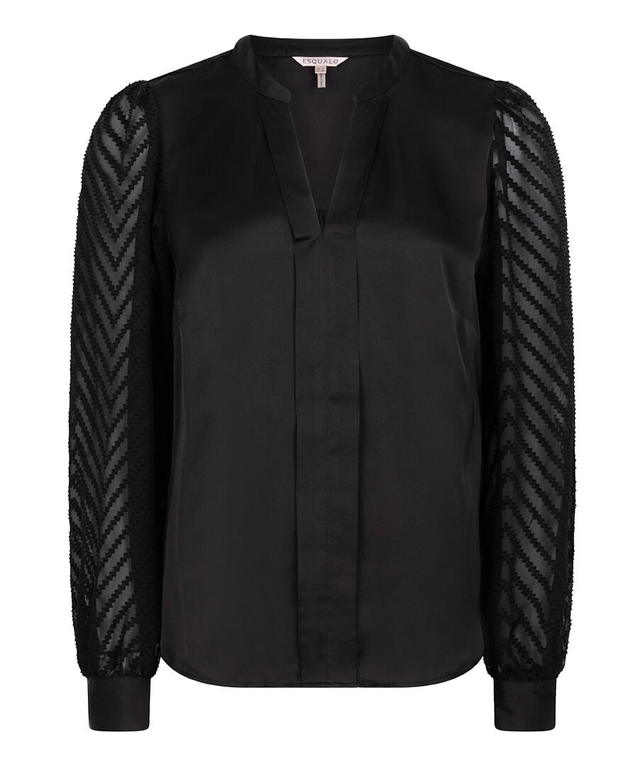 Esqualo - Bluse mit Zickzack-Ärmeln schwarz - Gr. - 42 von Esqualo