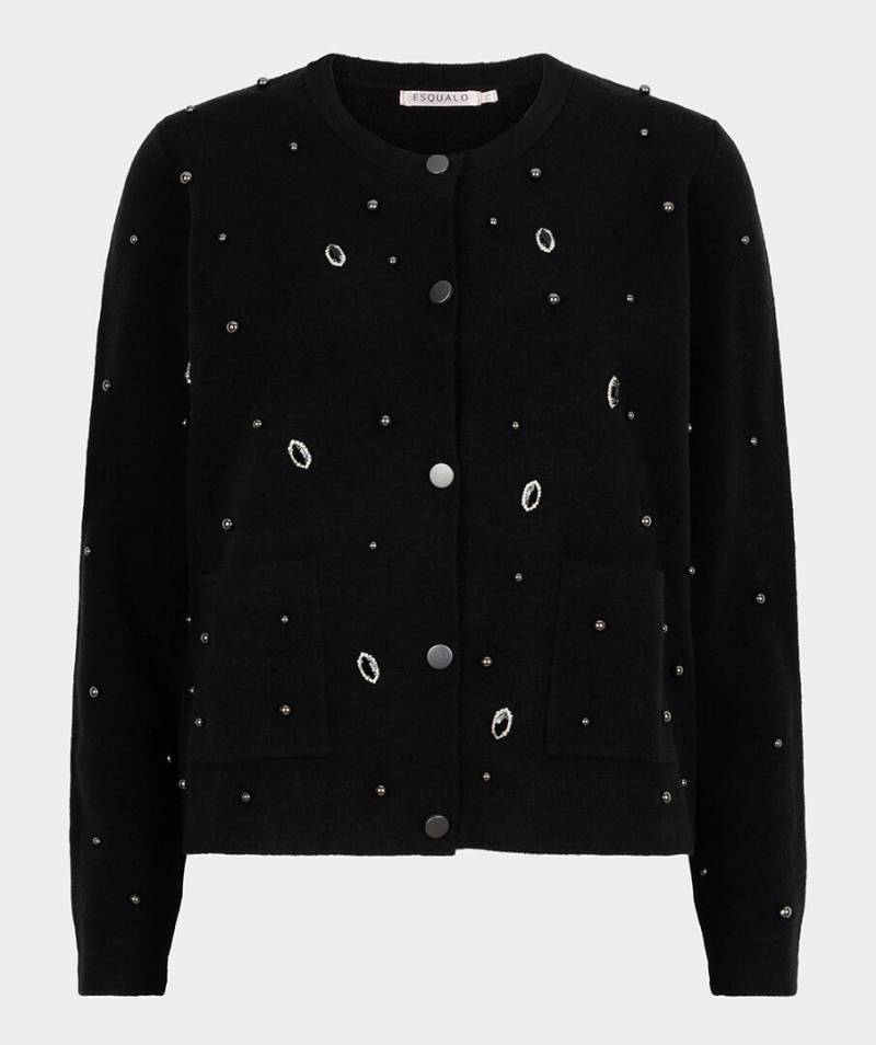 Esqualo - Cardigan mit Schmucksteinen schwarz - Gr. - XS von Esqualo