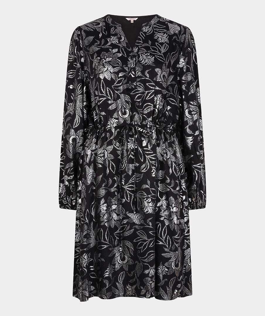 Esqualo - Kleid mit Festlichen Blumen schwarz/silver - Gr. - 36 von Esqualo