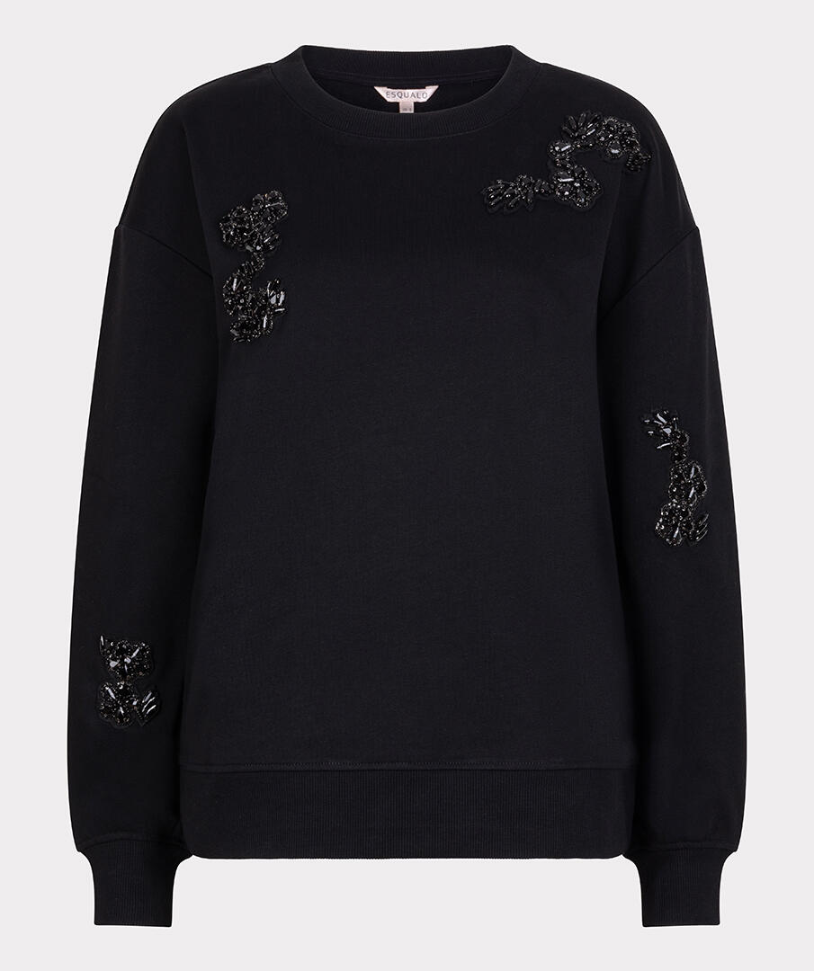 Esqualo - Pullover mit festlichen Strasssteinen schwarz - Gr. - L von Esqualo