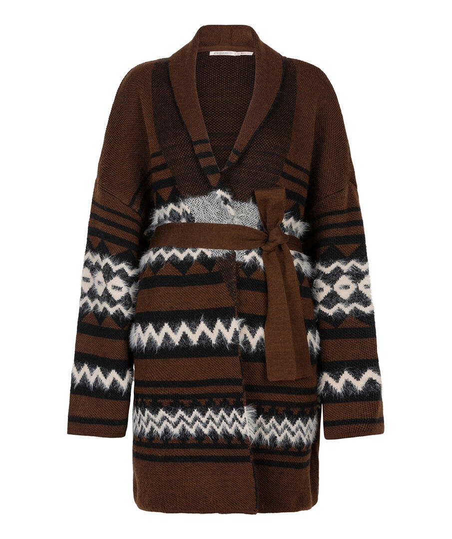 Esqualo - Strickjacke mit Ethno-Muster braun von Esqualo