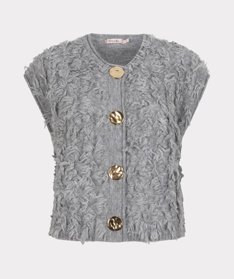 Esqualo - Strickjacke mit Fransen grau - Gr. - XS von Esqualo