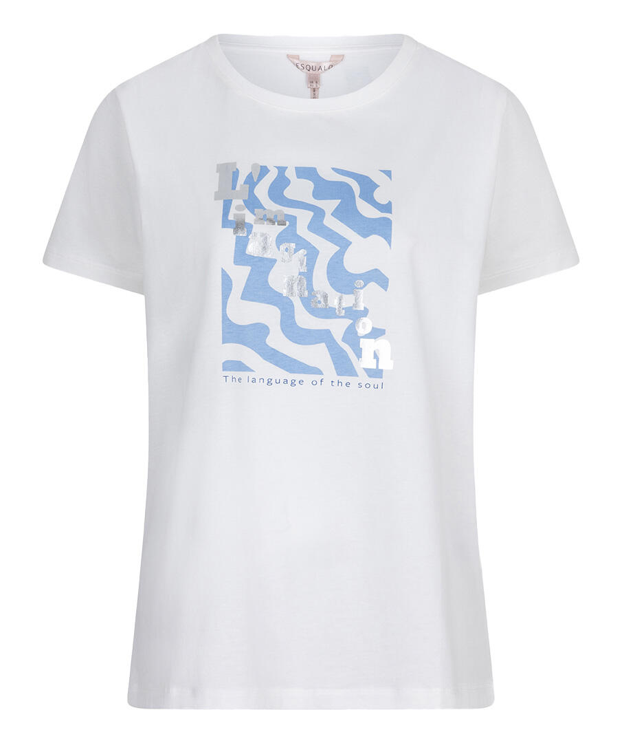 Esqualo - T-Shirt mit Foliendruck weiß/blau - Gr. - S von Esqualo