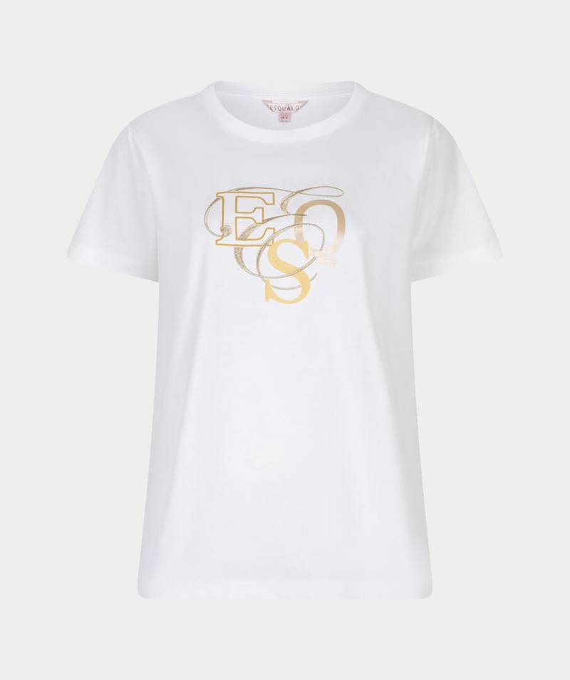 Esqualo - T-Shirt mit verschnörkeltem Schriftzug weiß - Gr. - M von Esqualo