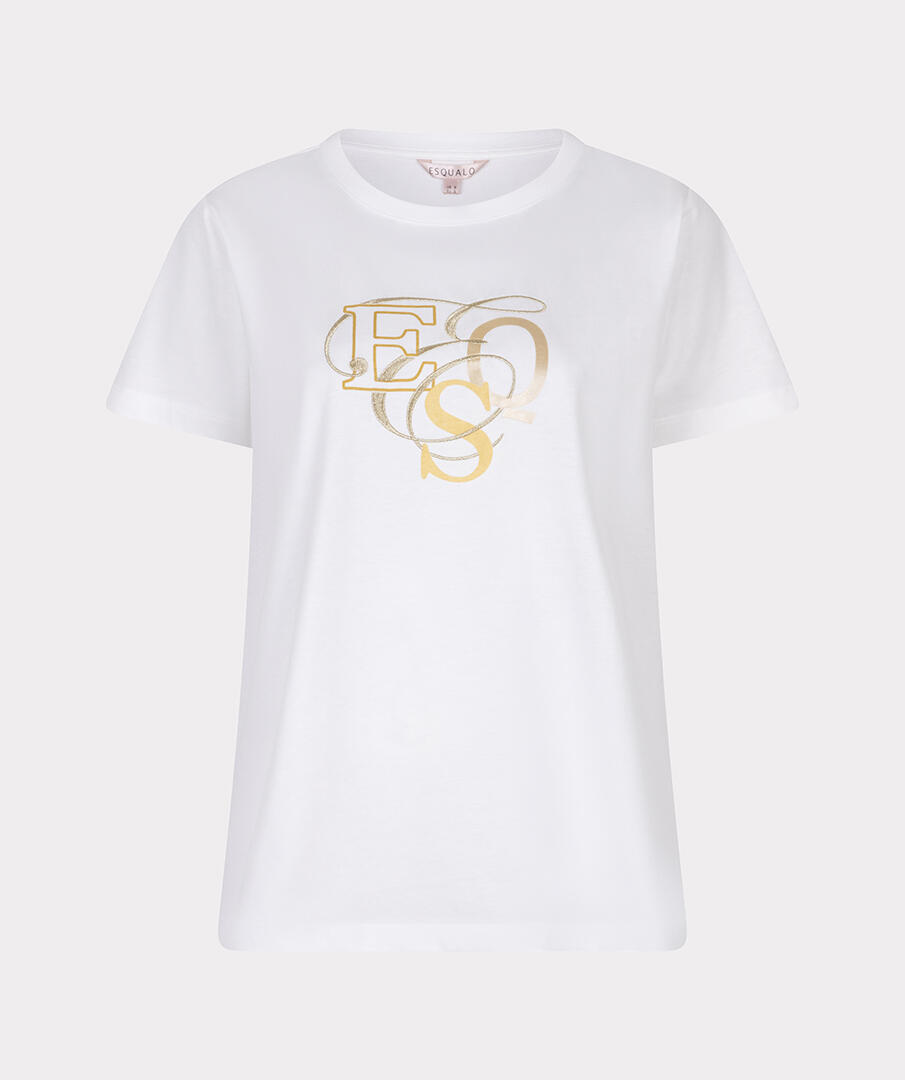 Esqualo - T-Shirt mit verschnörkeltem Schriftzug weiß - Gr. - S von Esqualo