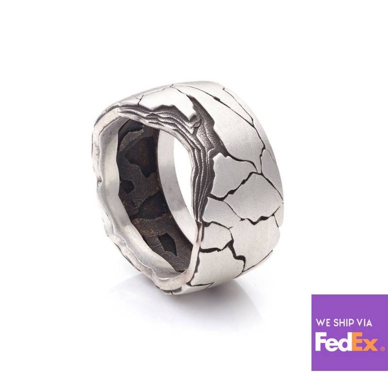 Breiter Ring Für Männer Valentinsgruß Silber Herrenring Unikat Silberring von Esquarders