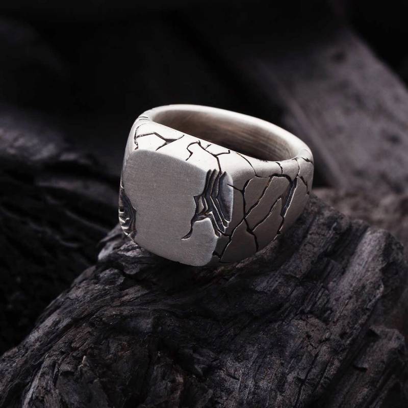 Mens Bands Einzigartige Herren Ring Nordic Organic Design Jeden Tag Schmuck Stein Textur Rustikale Band von Esquarders