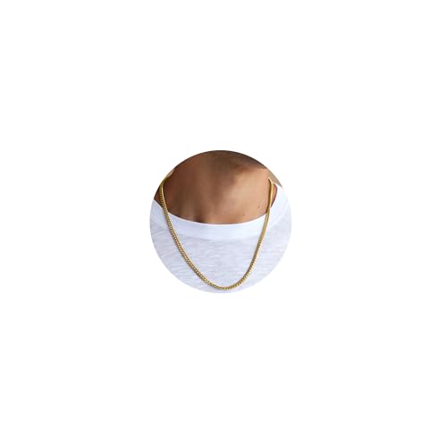 Esrael Goldkette Herren 5mm Gold Kette Herren Kubanische Halskette Edelstahl Kette für Männer Junge Halsketten Schmuck Geschenke für Männer 18 Zoll von Esrael