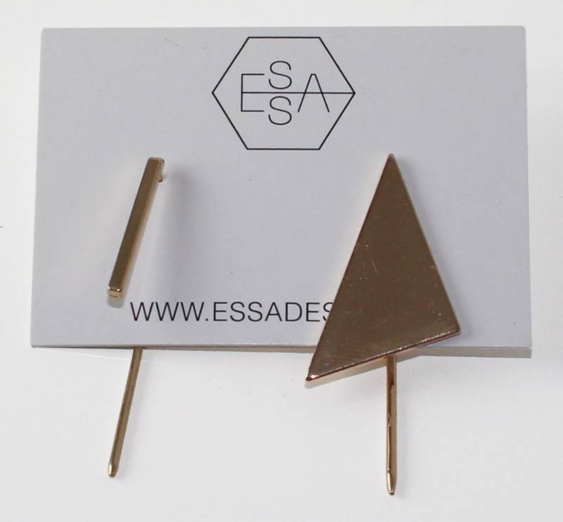 Dreieck Und Stick Ohrring Gold, Silber Schwarz von EssaDesign