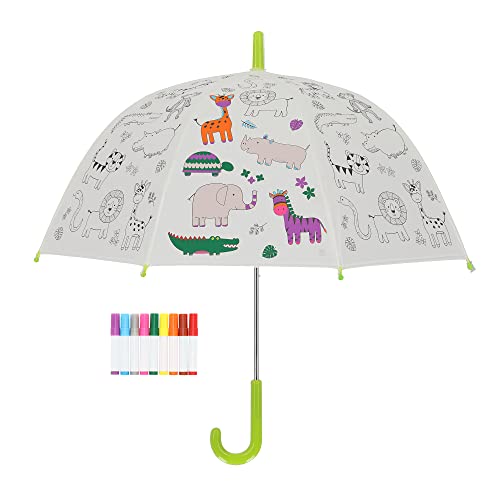 Esschert Design Regenschirm für Kinder mit Dschungeltieren PiY zum Ausmalen von Esschert Design