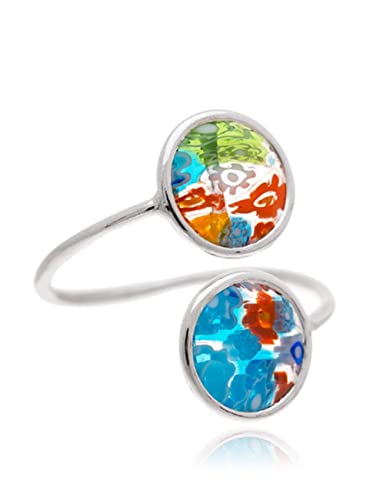 Essence Bijoux Ring aus 925er Sterlingsilber mit Design Duo Murano Colors, Sterling Silber, Kein Edelstein von Essence Bijoux