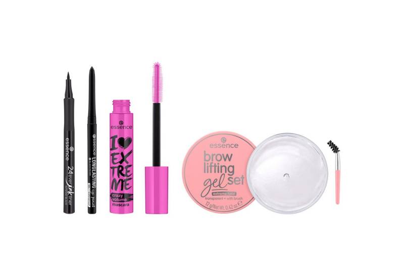 Essence Augen-Make-Up-Set I LOVE EXTREME eye set, 4-tlg., Alles-in-einem-Set für vielseitige Looks von Essence