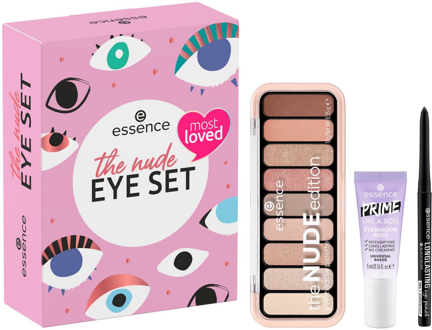 Essence Augen-Make-Up-Set the nude eye set, 3-tlg., Lidschattenpalette und Kajal, vegan von Essence