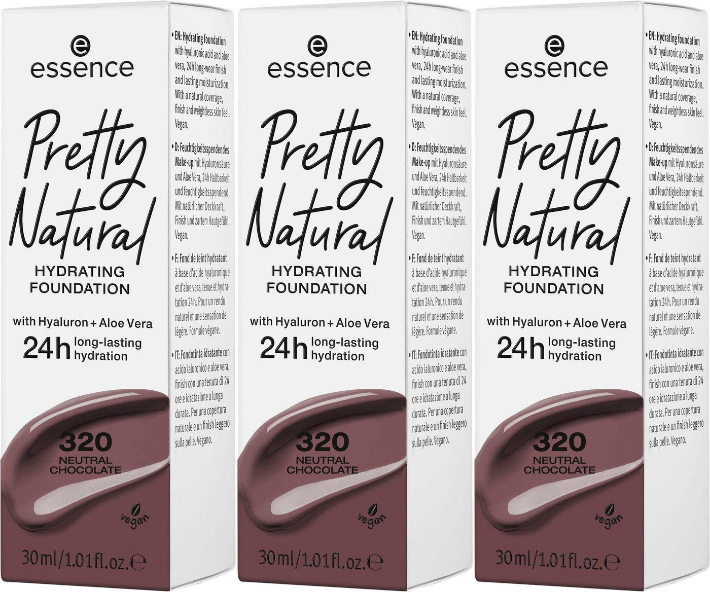 Essence Foundation Pretty Natural HYDRATING, 3-tlg. von Essence