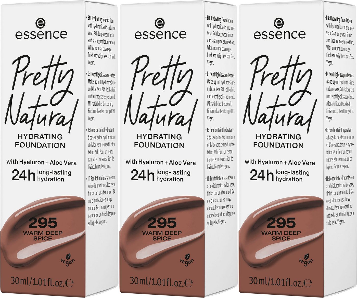 Essence Foundation Pretty Natural HYDRATING, 3-tlg. von Essence