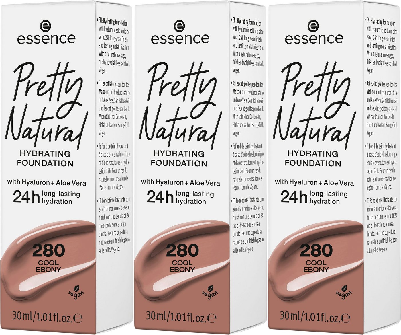 Essence Foundation Pretty Natural HYDRATING, 3-tlg. von Essence