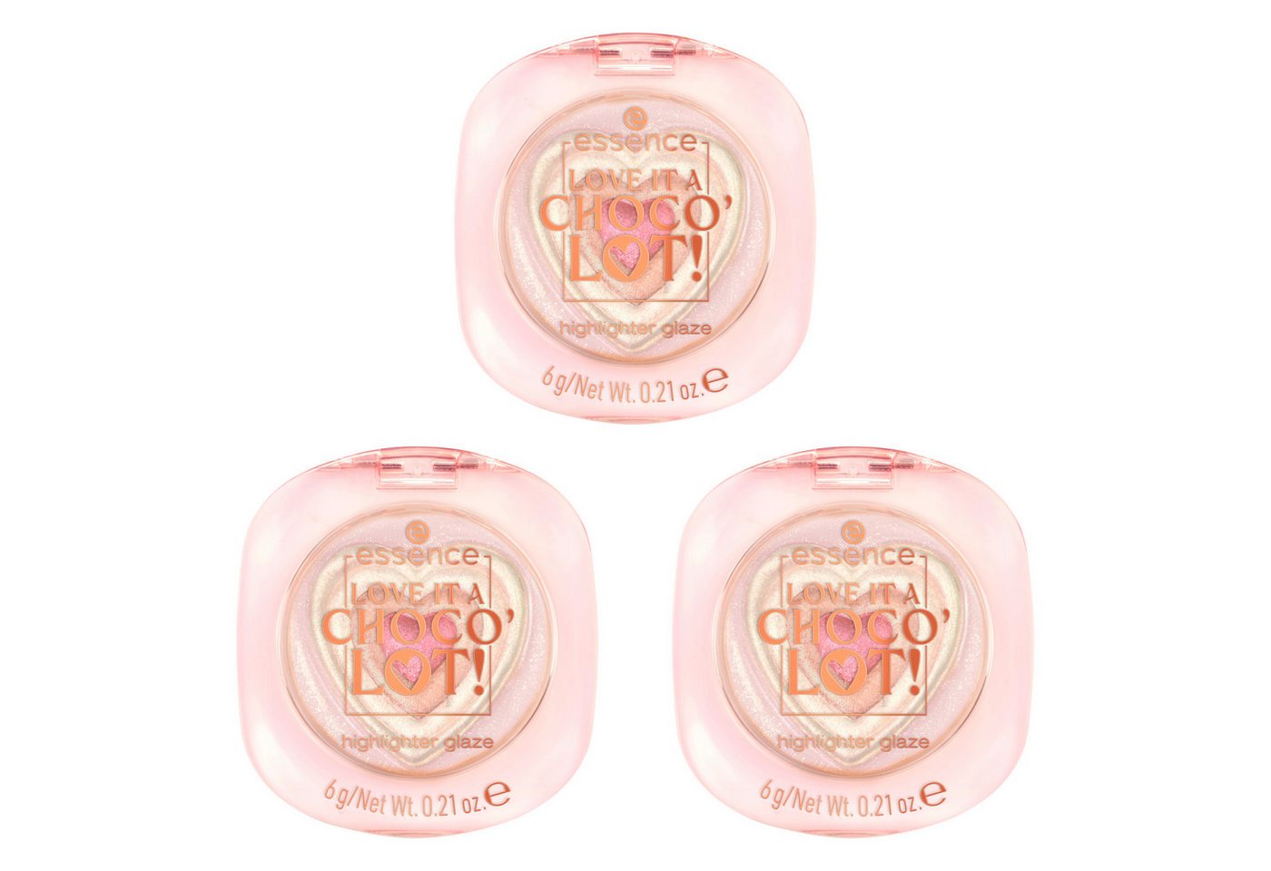 Essence Highlighter LOVE IT A CHOCO' LOT! highlighter glaze, 3-tlg., mit glänzender Textur von Essence