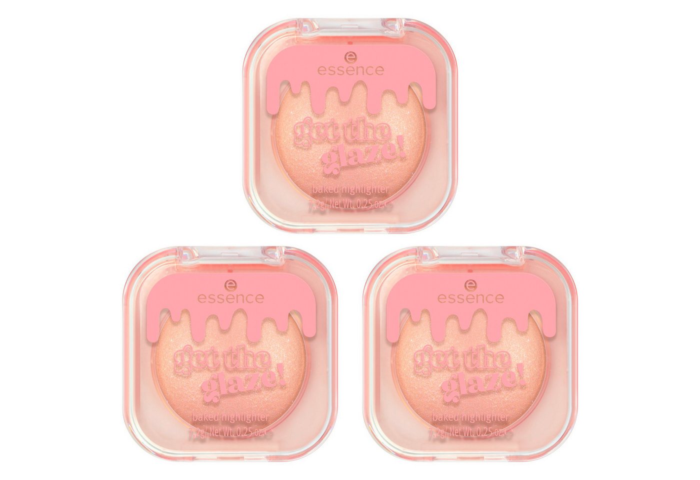 Essence Highlighter get the glaze! baked highlighter, 3-tlg., Dezenter Schimmer oder leuchtender Akzent von Essence