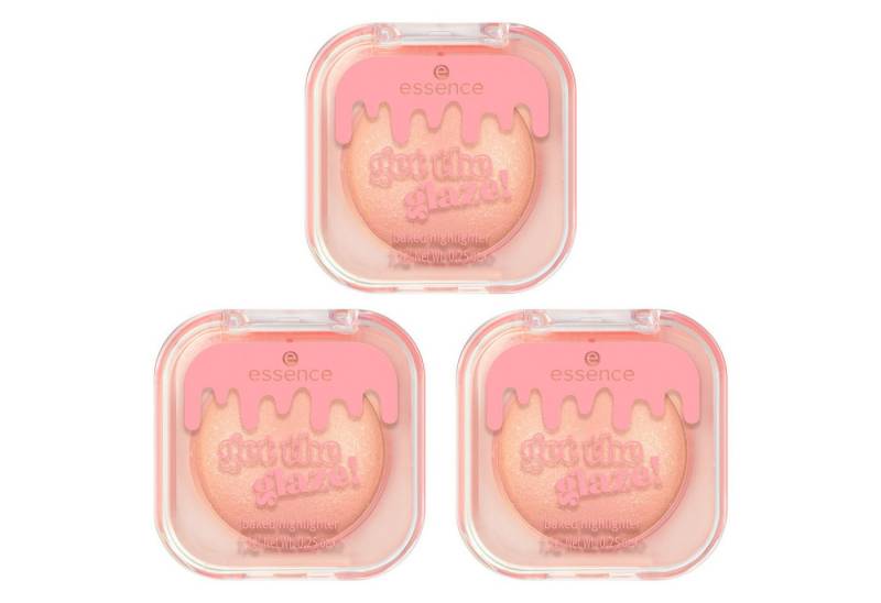 Essence Highlighter get the glaze! baked highlighter, 3-tlg., Dezenter Schimmer oder leuchtender Akzent von Essence