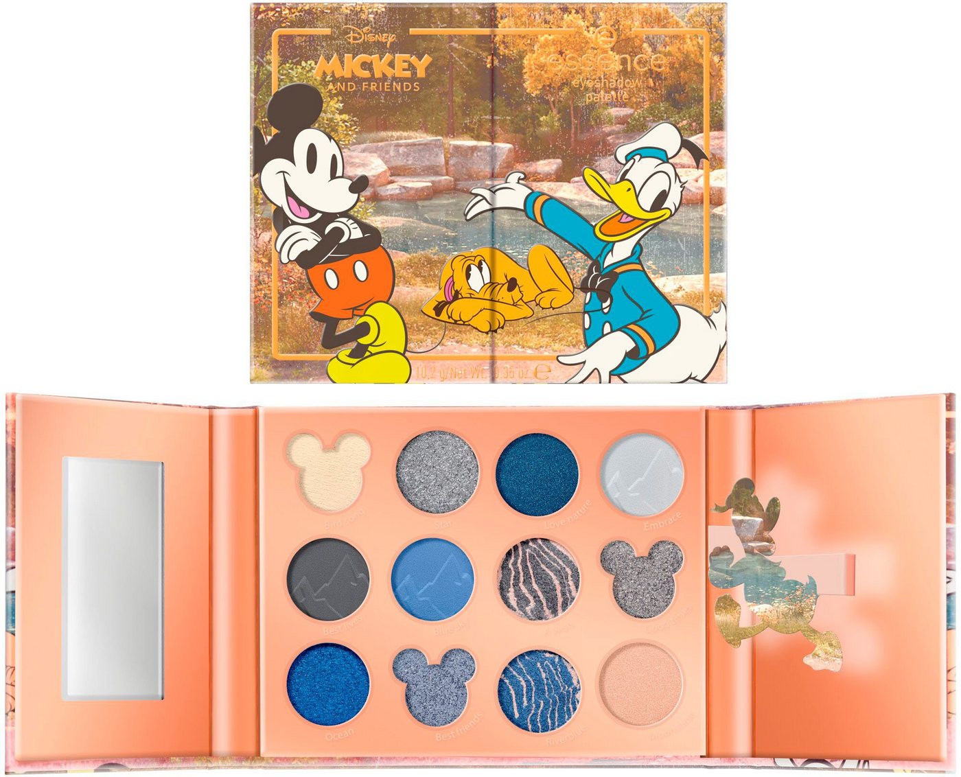 Essence Lidschatten-Palette Disney Mickey and Friends eyeshadow palette, Augen-Make-Up mit unterschiedlichen Finishes von Essence