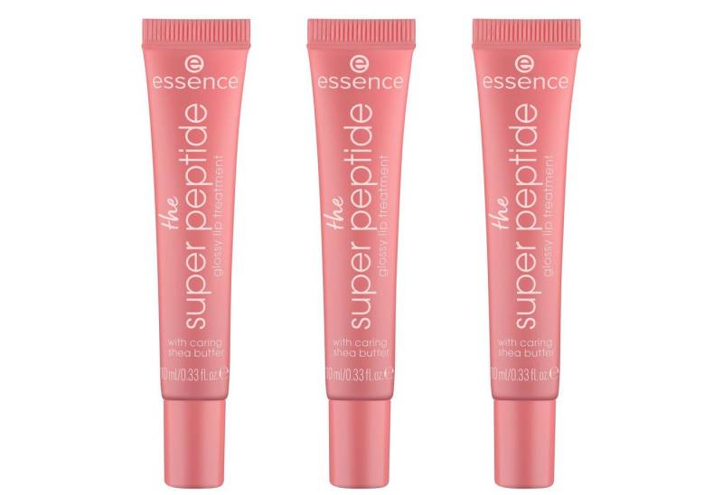 Essence Lippenbalsam the super peptide glossy lip treatment, 3-tlg., mit milchig glänzender Textur von Essence