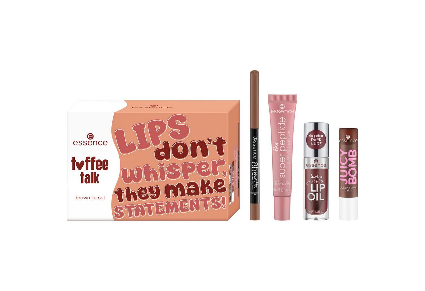 Essence Lippenstift-Set toffee talk brown lip set, 4-tlg. von Essence