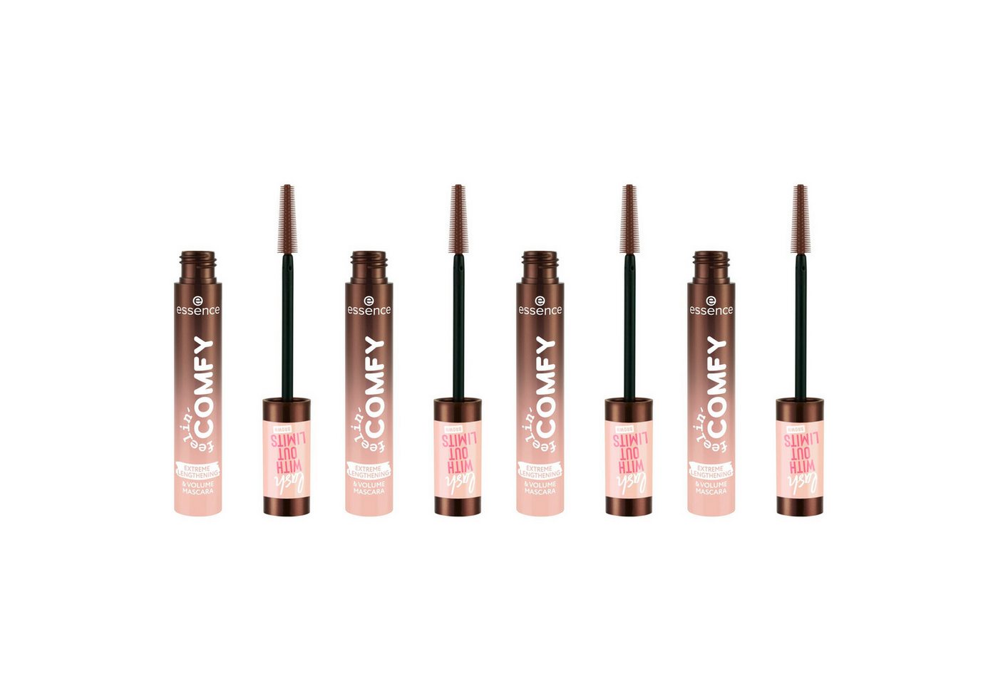 Essence Mascara feelin' comfy lash WITHOUT LIMITS BROWN EXTREME LENGTHENING & VOLUME, 4-tlg. von Essence