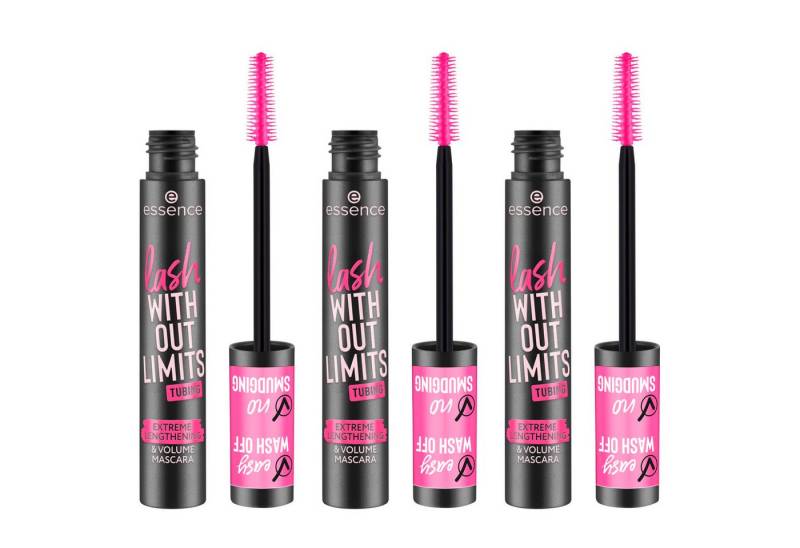 Essence Mascara lash WITHOUT LIMITS TUBING Extreme Lengthening & Volume Mascara, 3-tlg., 3-tlg., verlängernd, hohe Deckkraft, langanhaltend von Essence