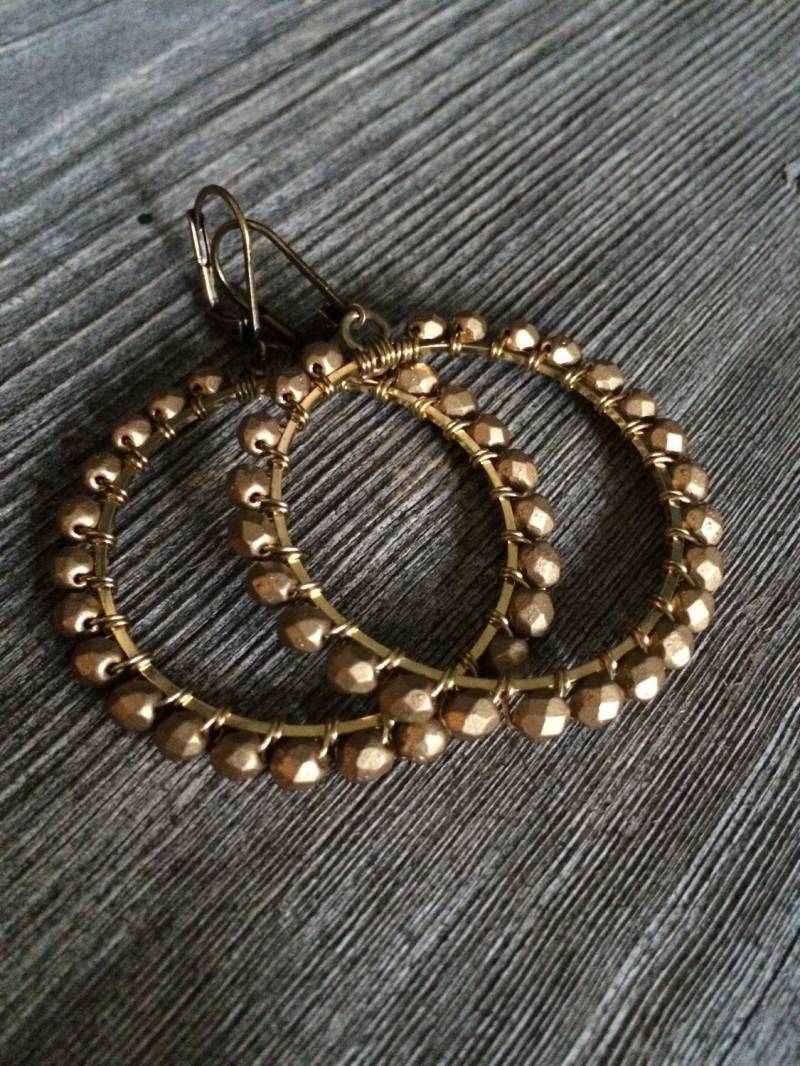 Matt Gold Creolen/Perlen Hoops Messing Wirewrapped Reifen 36 Mm Hoop von Essenceofhumboldt