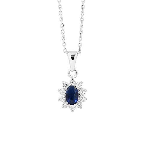 Essens - Saphir Halskette Princess Diana - Sammlung So klassisch Chamounce FGoldestoat - Saphhirsynthese, Zirkoniumoxide und 925 Silber - Damenschmuck Essens - Saphir Halskette Princess Diana - Sammlung So klassisch Chamounce FGoldestoat - Saphhirsynthese, Zirkoniumoxide und 925 Silber - Damenschmuck von Essens