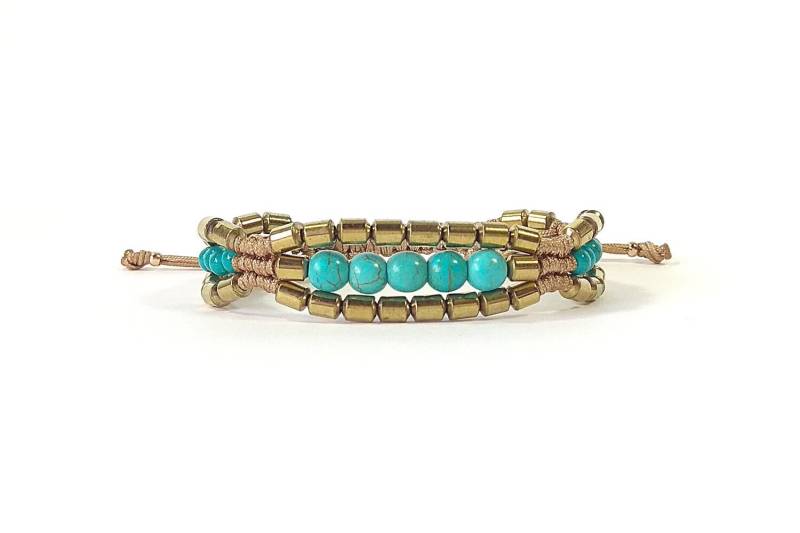 Boho Edelstein Armband Für Frauen, Gold Türkis Verstellbar, Gewebtes Manschetten Mit Hämatit & Howlith, Sommer Schmuck Boho Edelstein Armband Für Frauen, Gold Türkis Verstellbar, Gewebtes Manschetten Mit Hämatit & Howlith, Sommer Schmuck von EssensaJewellery