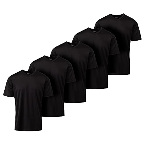 Herren Active T-Shirt – schnelltrocknendes Sport-/Workout-Training, Stretch, V-Ausschnitt, kurzärmlig, 5er-Pack, schwarz, 3X-Groß von Essential Elements