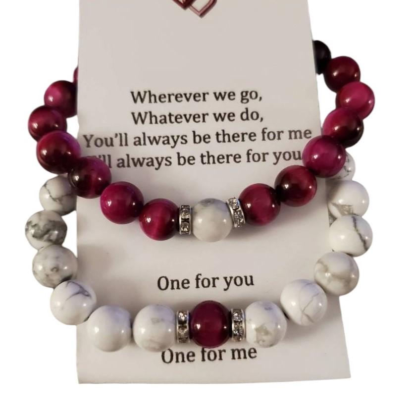 Paar Magnet Armband Set - Rose Rot Tigerauge Und Weiß Howlith, Distanz Armbänder, Seine Ihre Passende Armbänder Paar Magnet Armband Set - Rose Rot Tigerauge Und Weiß Howlith, Distanz Armbänder, Seine Ihre Passende Armbänder von EssentialJewels2022