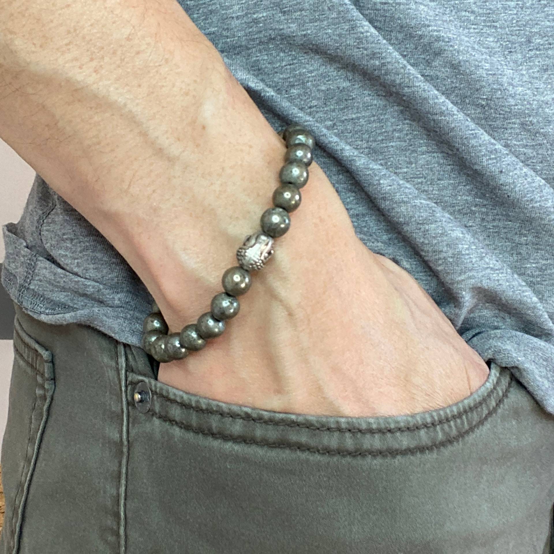 Pyrit Edelstein Armband - Metallic Grau Stein Pyrit Edelstein Armband - Metallic Grau Stein von EssentialsAC