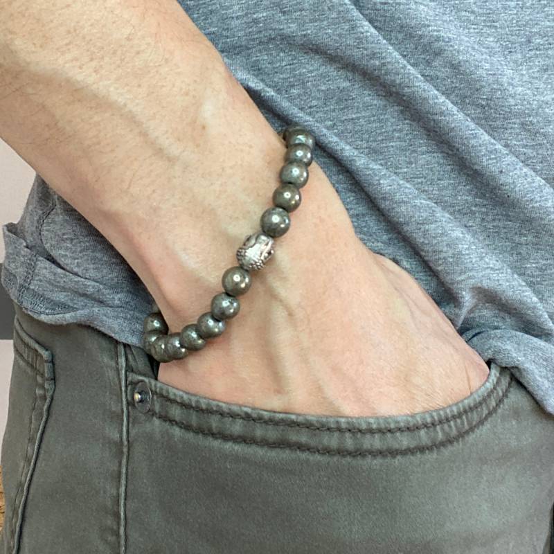 Pyrit Edelstein Armband - Metallic Grau Stein Pyrit Edelstein Armband - Metallic Grau Stein von EssentialsAC