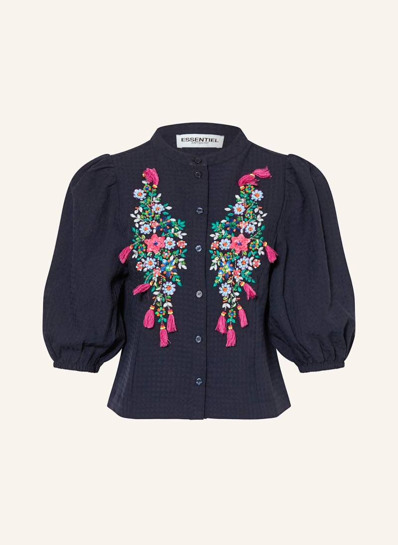 Essentiel Antwerp Bluse Heartfelt Mit 3/4-Arm Und Schmucksteinen blau von Essentiel Antwerp