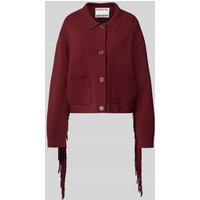 Essentiel Antwerp Boxy Fit Cardigan aus Viskose-Mix Modell 'ISTERN' in Bordeaux, Größe L von Essentiel Antwerp