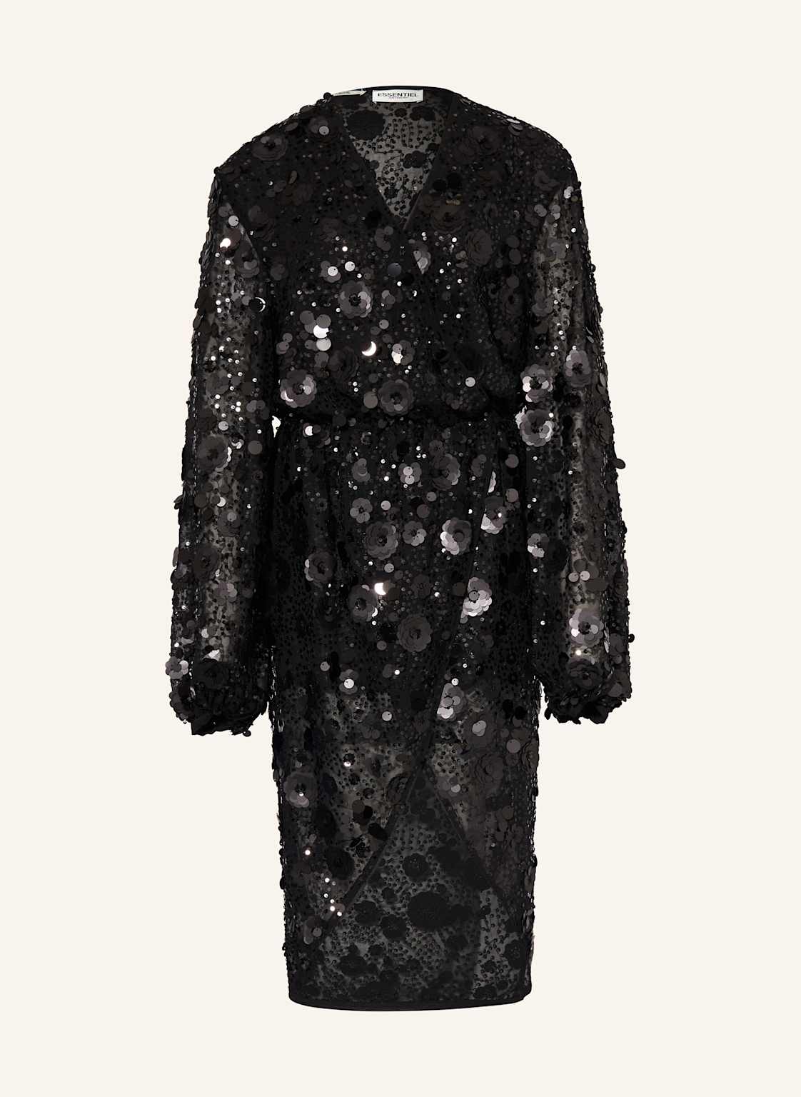 Essentiel Antwerp Kleid Ishine In Wickeloptik Mit Pailletten schwarz von Essentiel Antwerp