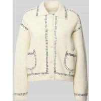 Essentiel Antwerp Strickjacke mit Umlegekragen Modell 'Hoops' in Beige, Größe XS von Essentiel Antwerp