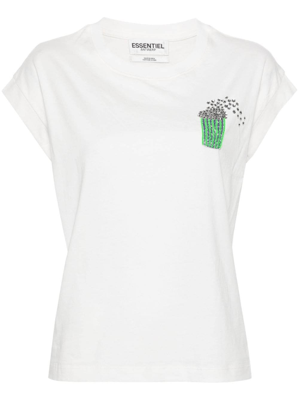 Essentiel Antwerp T-Shirt mit Popcorn-Paillettendesign - Weiß von Essentiel Antwerp